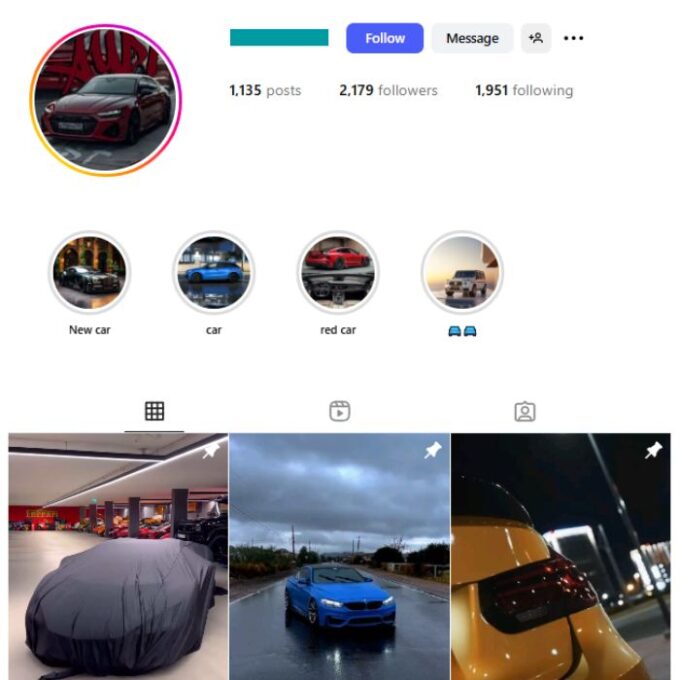 2K Super Cars Instagram Account for sale
