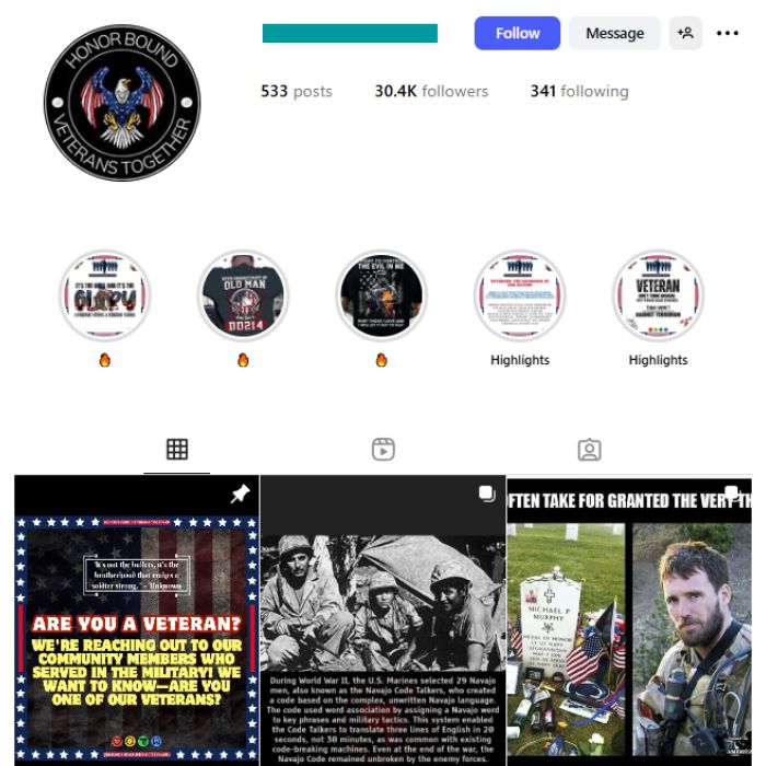 30K US Army Veteran Instagram Account for sale