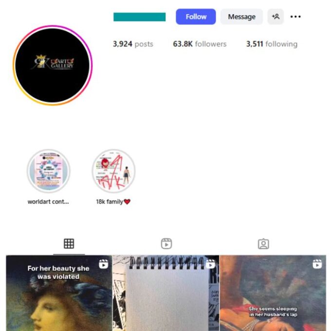 60K Art Drawings Instagram Account for sale