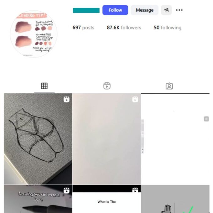 85K Art Sketching Tips Instagram Account for sale
