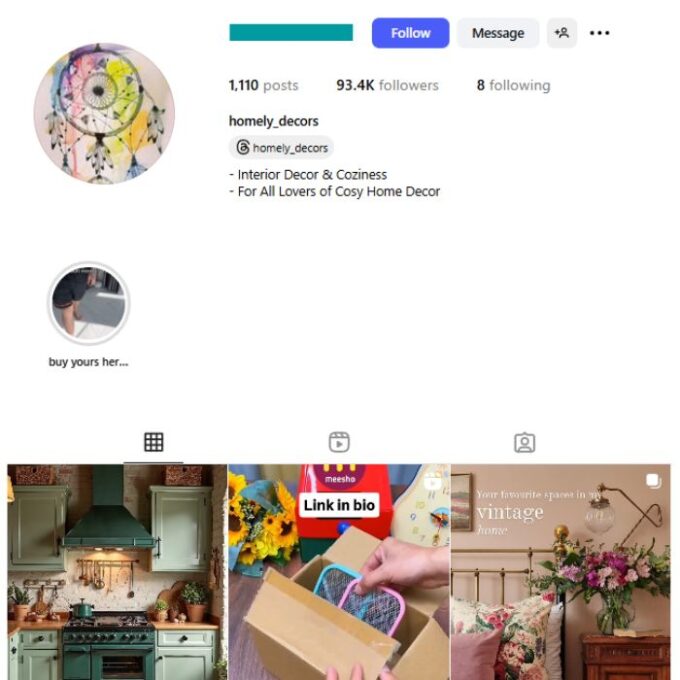 90K Home Decor Interior Instagram Account for sale