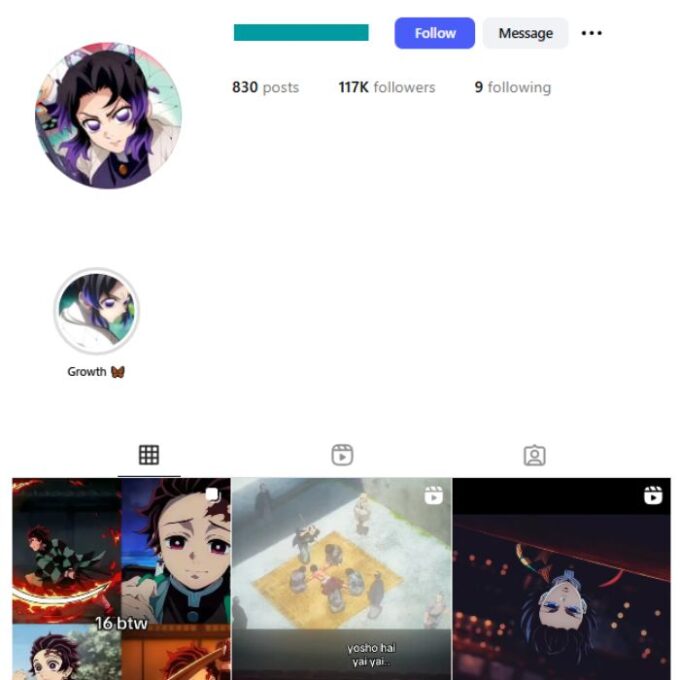 110K Anime Clips Instagram Account for sale