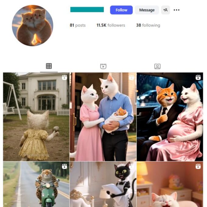 11K Cute Cats AI Instagram Account for sale