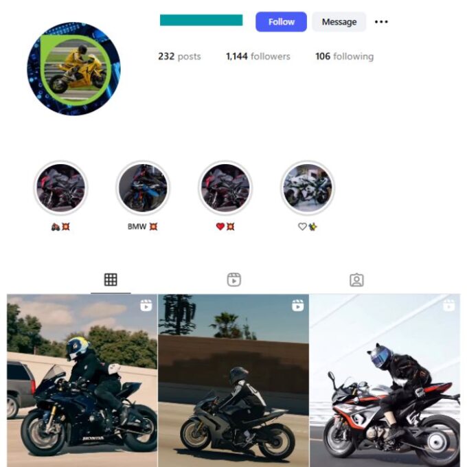 1K Bikes Racing Instagram Account for sale