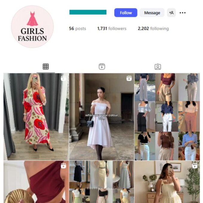 1K Fashion Dresses Instagram Account for sale