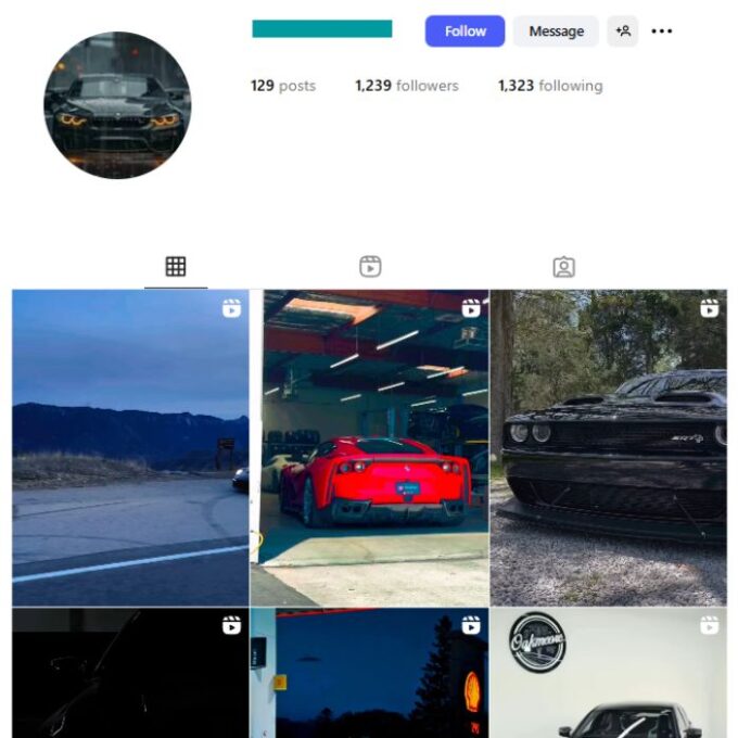 1K Luxury Cars Instagram Account for sale