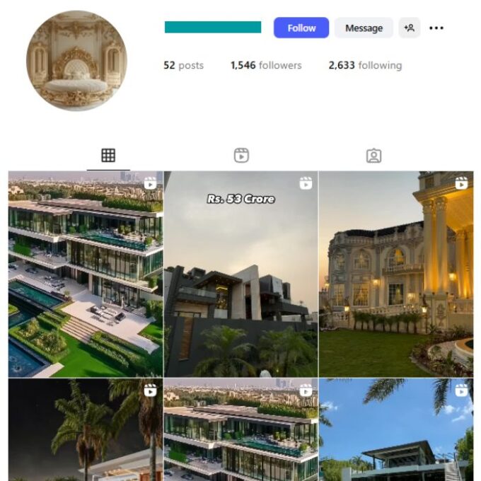 1K Mansions Interior Luxury Instagram Account for sale