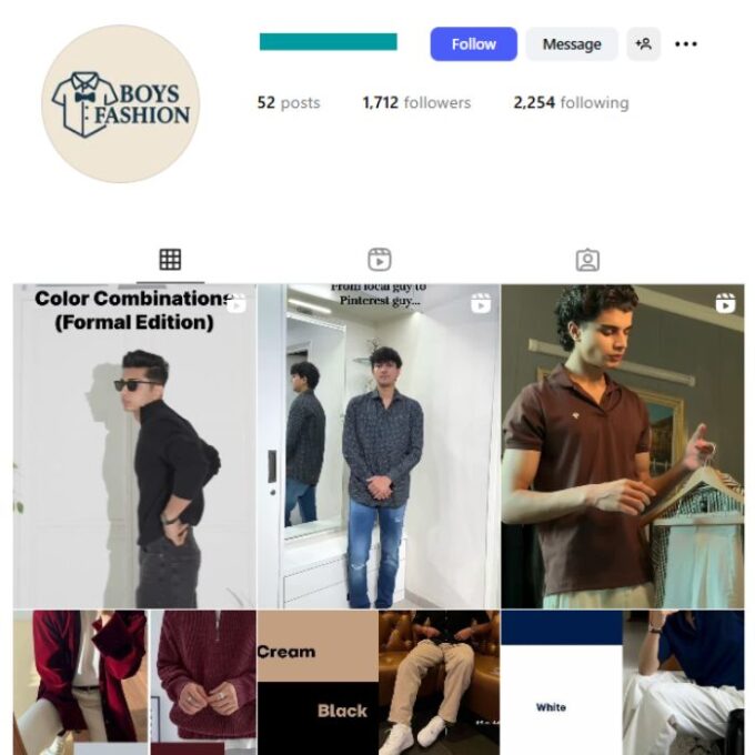 1K Men's Fashion Instagram Account for sale