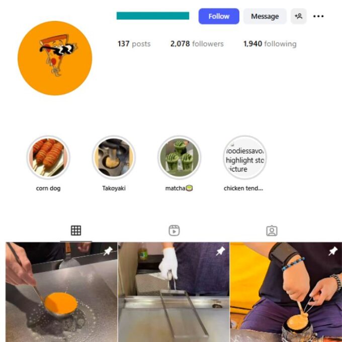 2K Food Cooking Instagram Account for sale