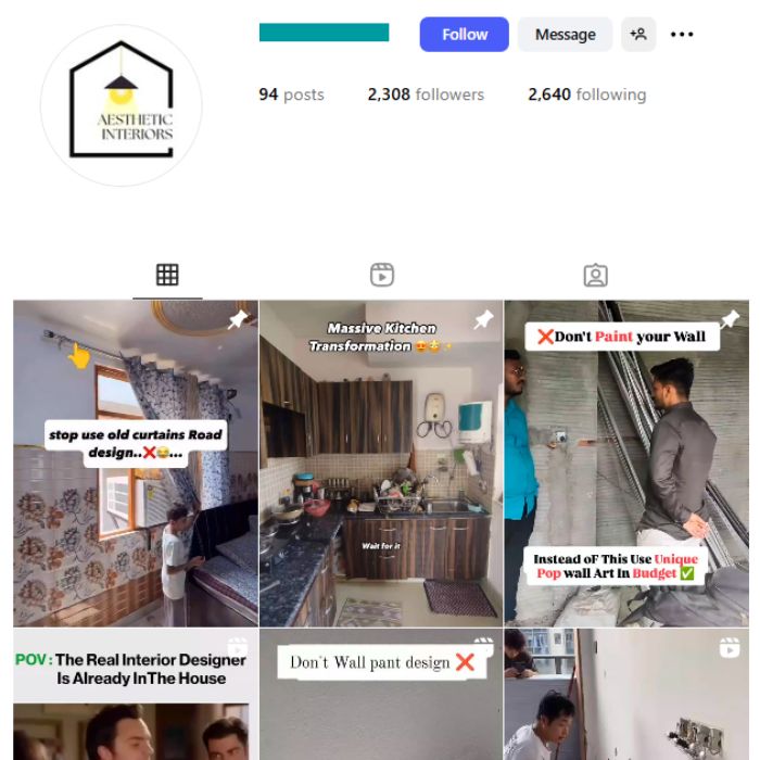 2K Home Renovation Decor Instagram Account for sale