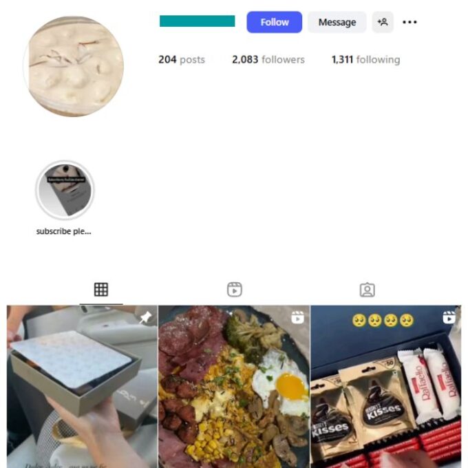 2K Sweets Food Instagram Account for sale