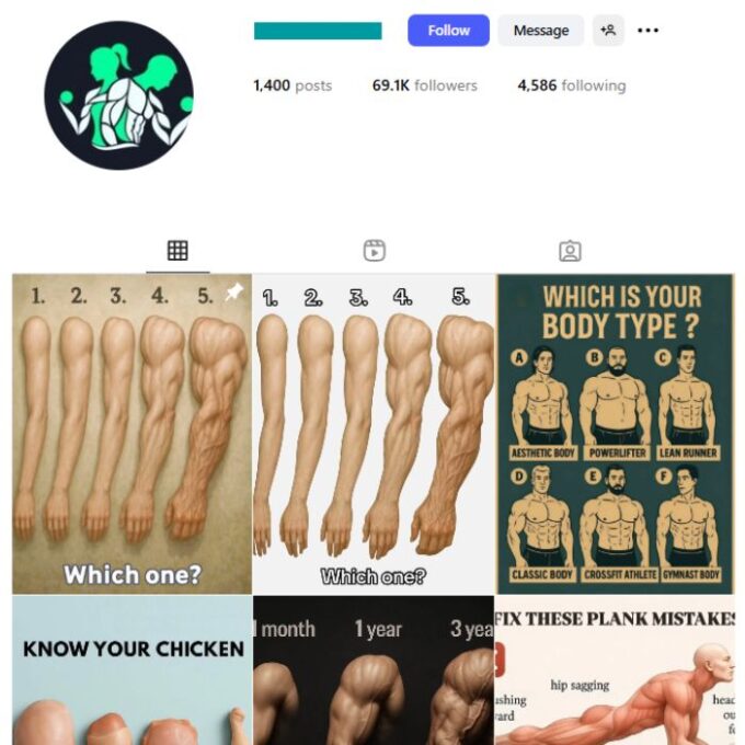 68K Workout Bodybuilding Instagram Account for sale