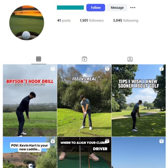 1K Sports Golf Instagram Account for sale