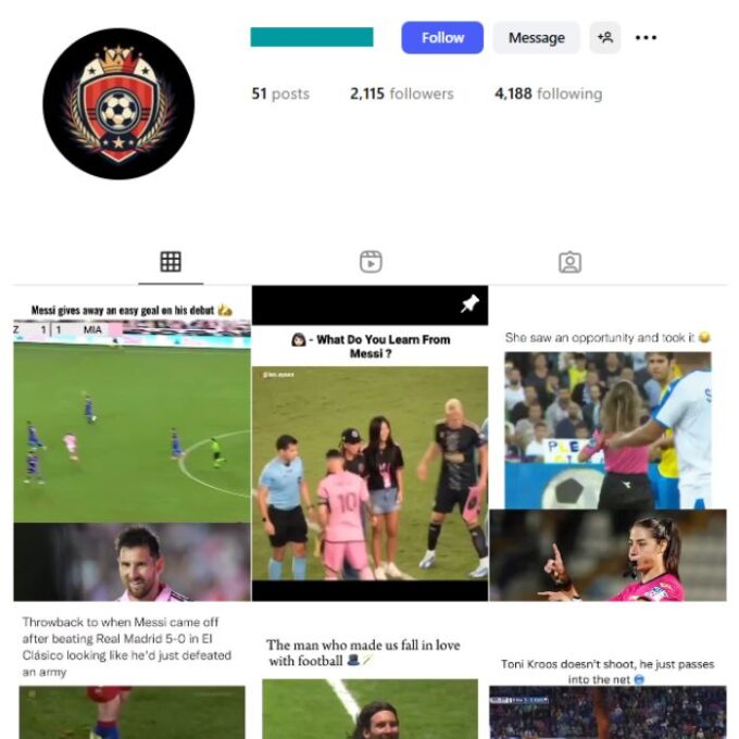 2K Football Messi Instagram Account for sale