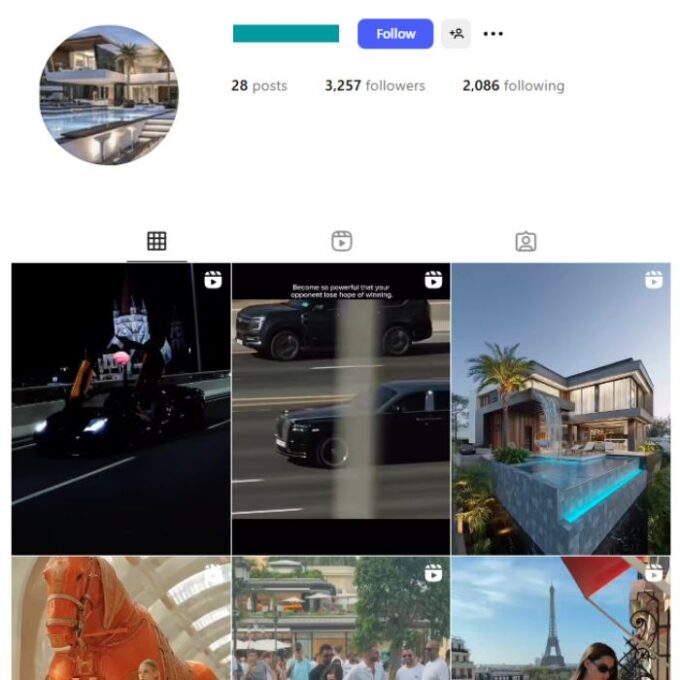 3K Luxury Lifestyle Instagram Account for sale