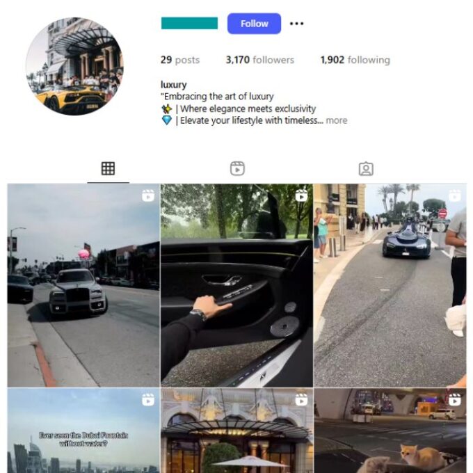 3K Ultra Rich Lifestyle Instagram Account for sale