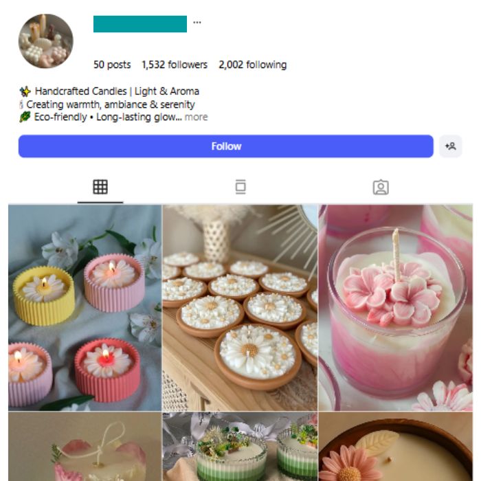 1K Candles Décor Instagram Account for sale