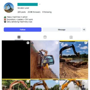 23K Excavators Machinery Instagram Account for sale