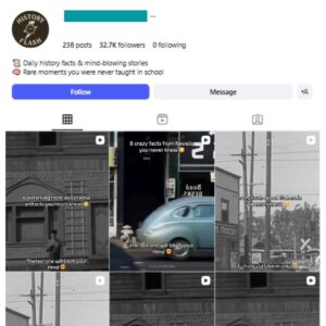 30K History Trivia Facts Instagram Account for sale