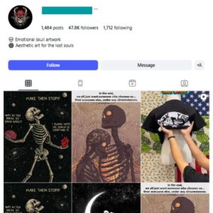 45K Dark Skull Art & Quotes Instagram Account for sale
