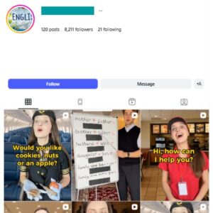 8K English Teaching Lessons Instagram Account for sale