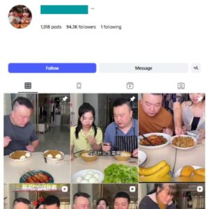 90K Food Mukbang Instagram Account for sale