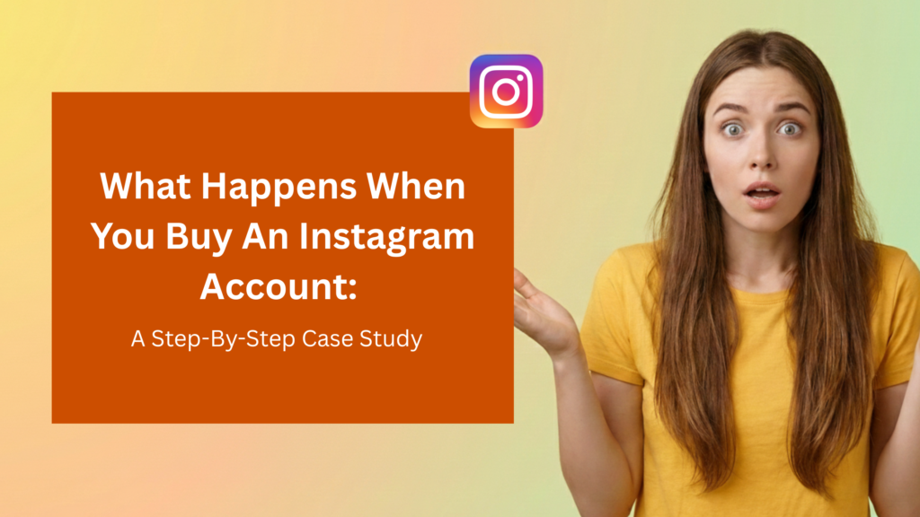 Man gesturing with a confused expression next to text ‘What Happens When You Buy a TikTok Page: A Step-By-Step Case Study’ with TikTok logo on a dark gradient background.