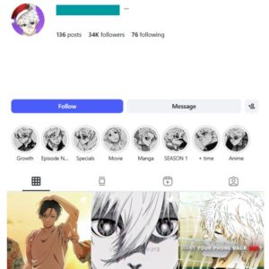 34K Anime Clips Instagram Account for sale
