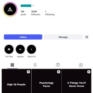 38K Success Motivation Instagram Account for sale
