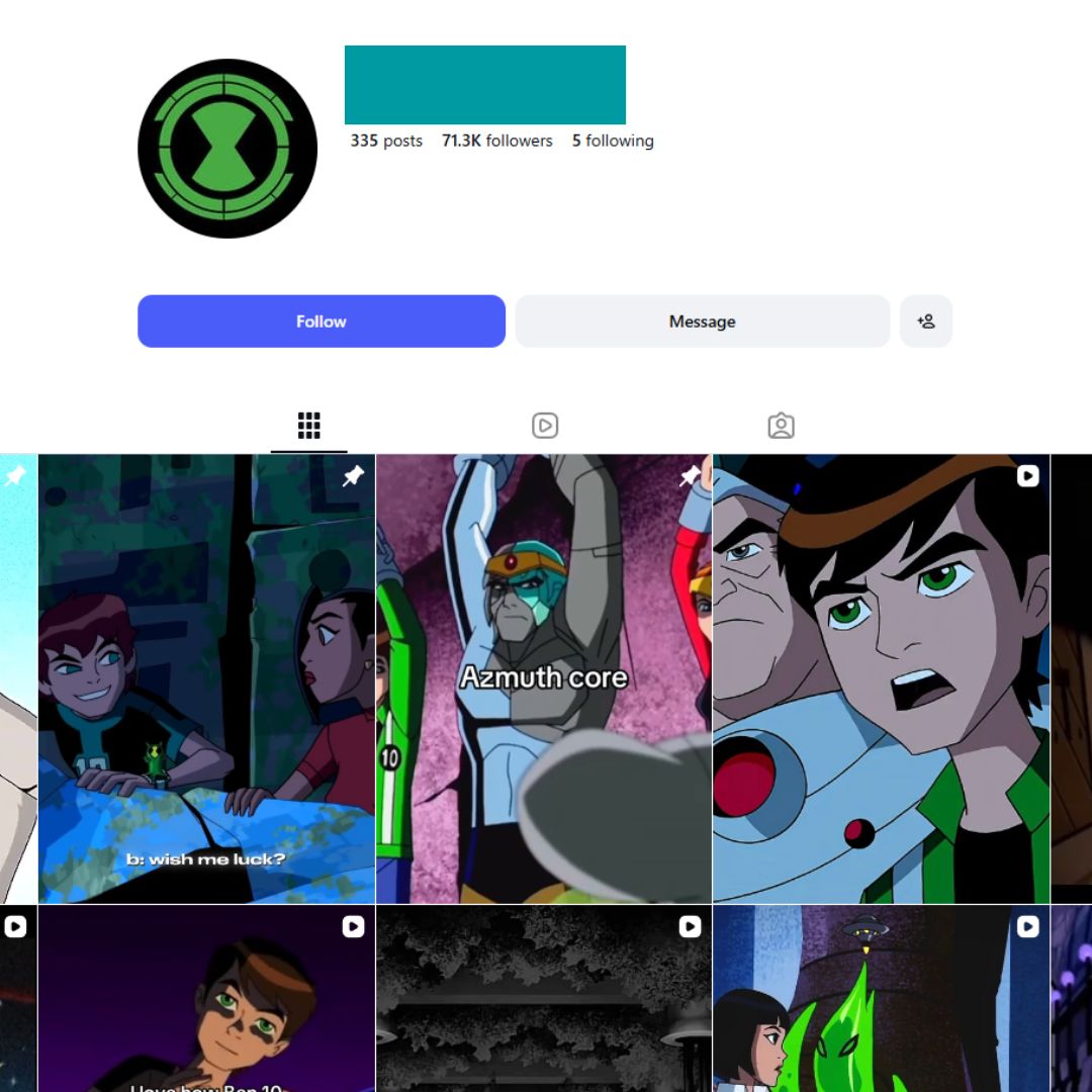 70K Cartoon Ben Ten Series Instagram Account for Sale