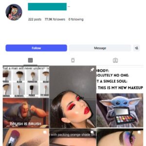 75K Women's Makeup Instagram Account for sale