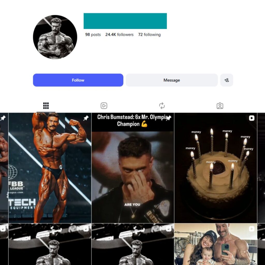 24K Bodybuilding Motivation Instagram Account for Sale