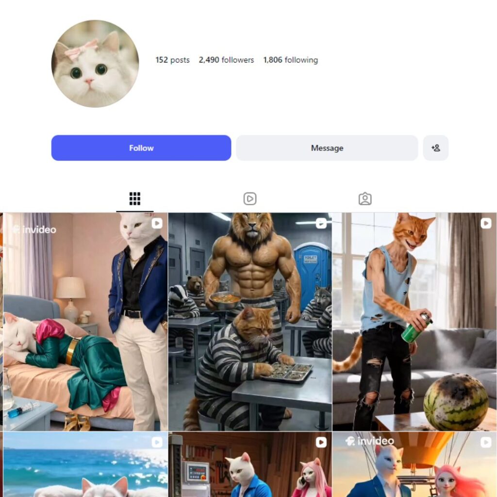 2K AI Cat Videos Instagram Account for sale