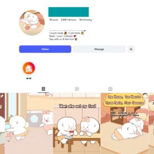 3K Cute Cartoon Couple Reels Instagram Account for Sale
