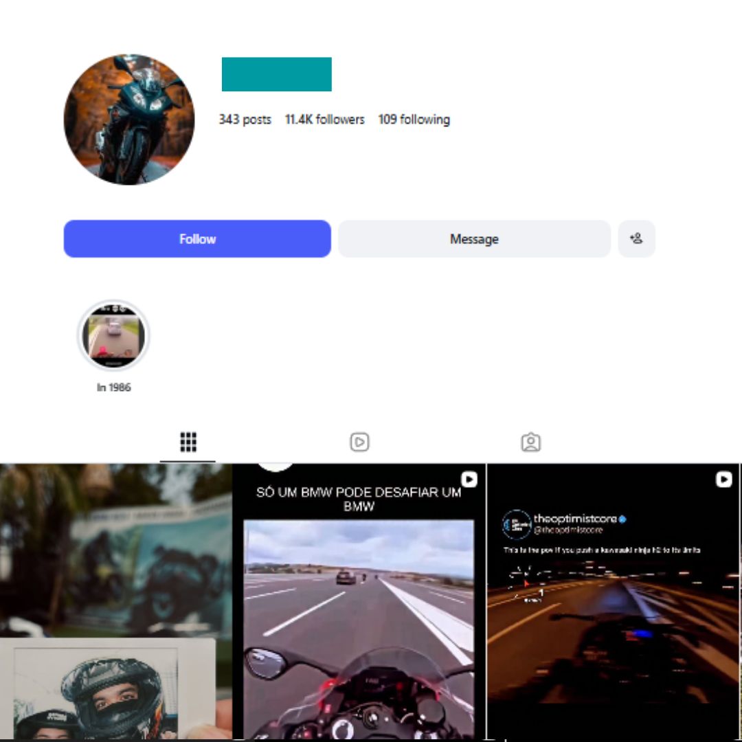 11K Motorcycle Lifestyle Instagram Account for sale 11K Motorcycle Lifestyle Instagram Account - Image 1