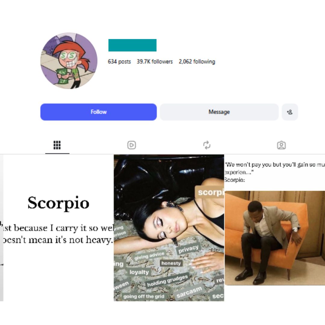 35K Scorpio Zodiac Memes Instagram Account - Image 1