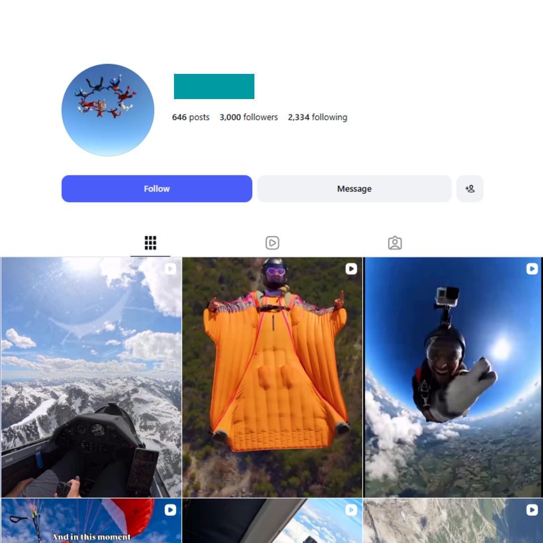3K Skydiving Instagram Account for sale 3K Skydiving Instagram Account - Image 1