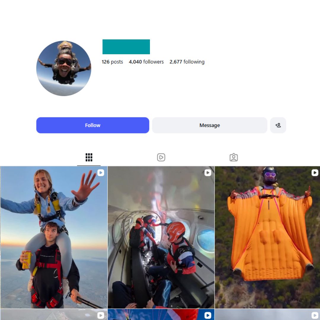 4K Skydiving Reels Instagram Account for sale 4K Skydiving Reels Instagram Account - Image 1