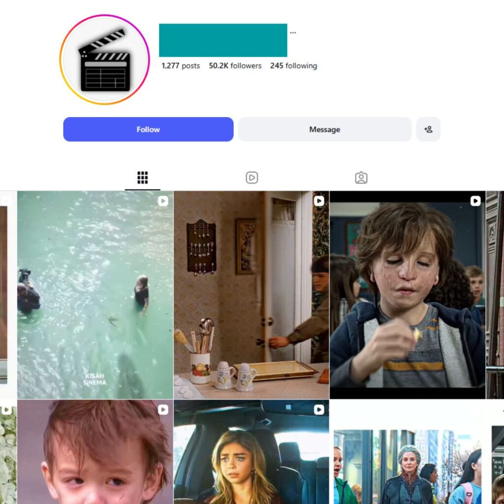 50K Movie Clips Instagram Account for Sale