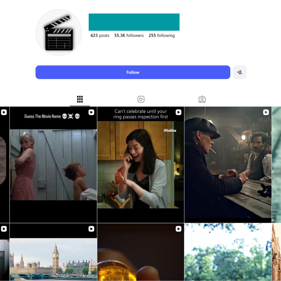 55K Movie Clips Instagram Account for Sale 55K Movie Clips Instagram Account for Sale