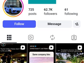 60K Car Lovers Instagram Account