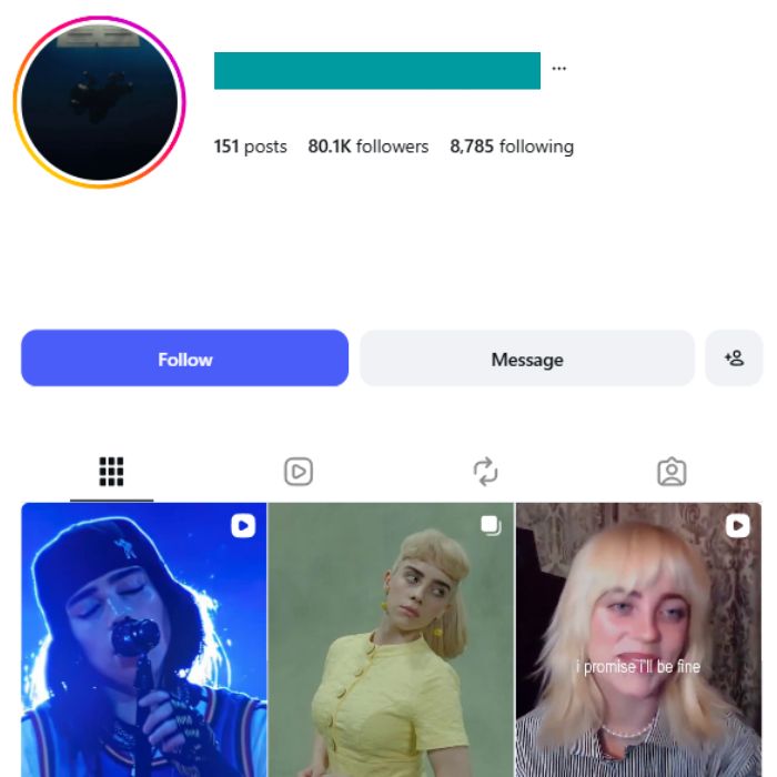 80K Billie Eilish Fan Instagram Account for sale 80K Billie Eilish Fan Instagram Account - Image 1